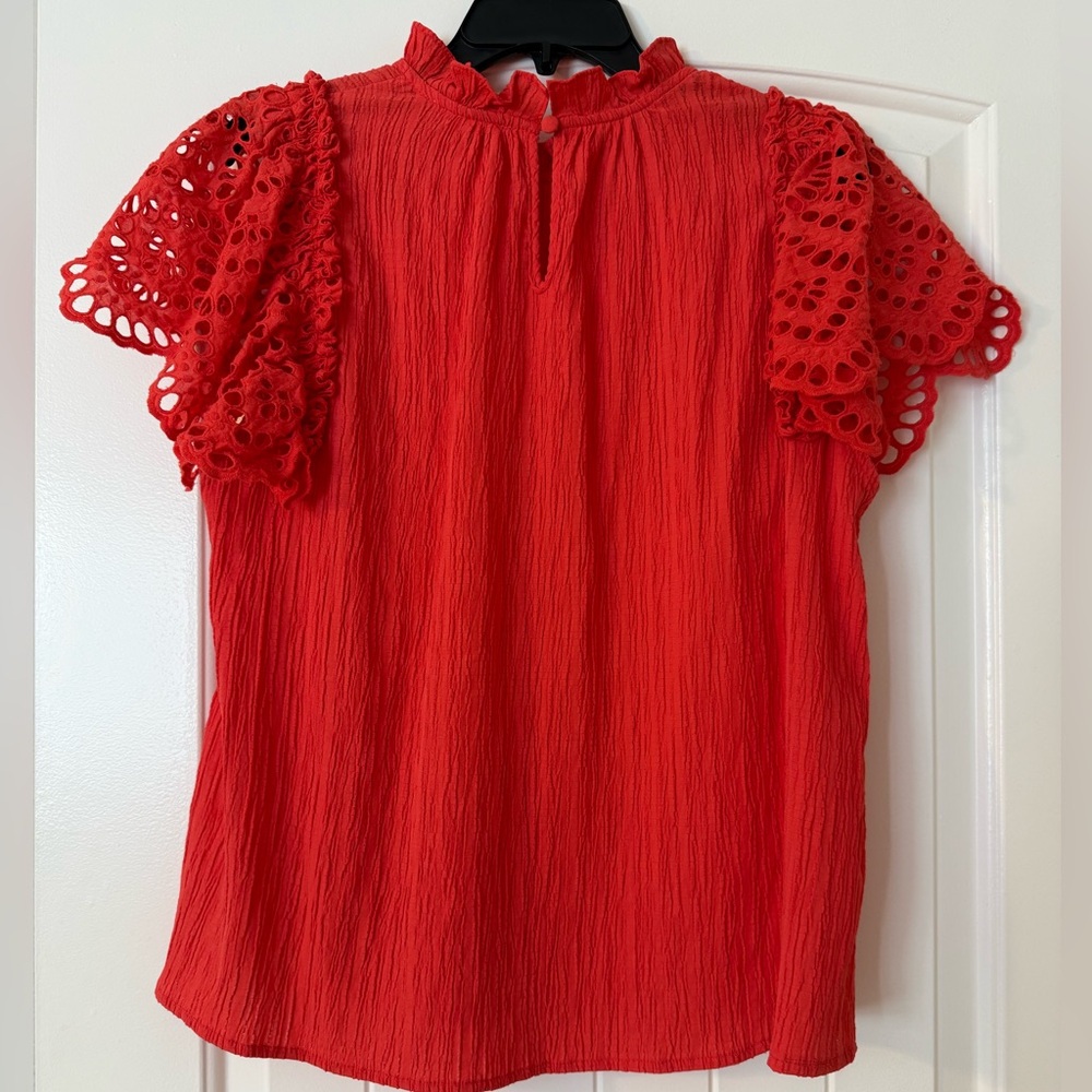 THML Orange Lace Sleeve Women's Top - Large - Picture 2 of 2